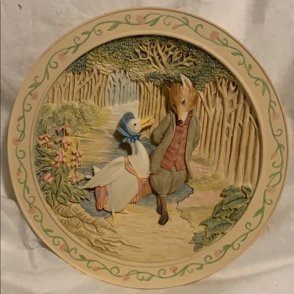 DAVENPORT POTTERY Other - PLATE # 3 Davenport Pottery The Tale Of Jemima Puddle Duck Limited Raised Plate